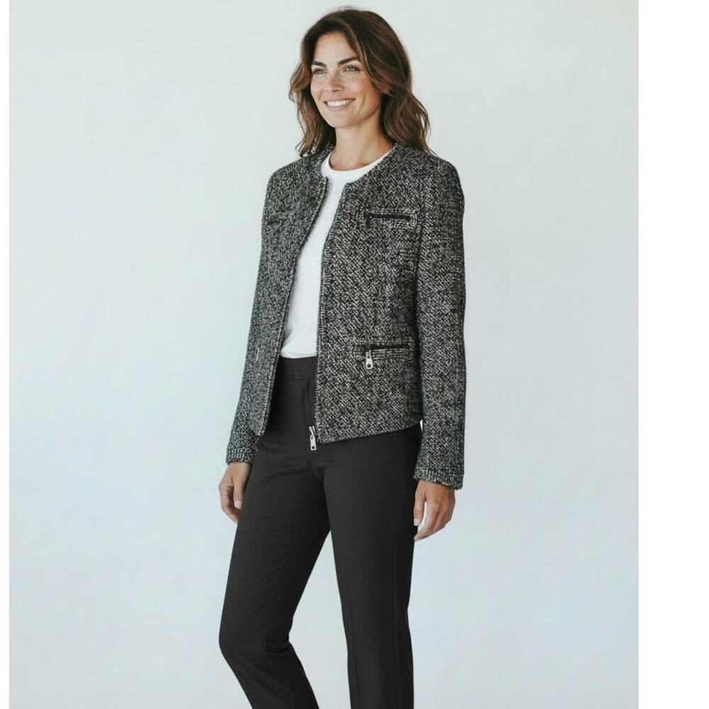 Vintage Victor Alfaro Black White Tweed Jacket Blazer 14P dark academia